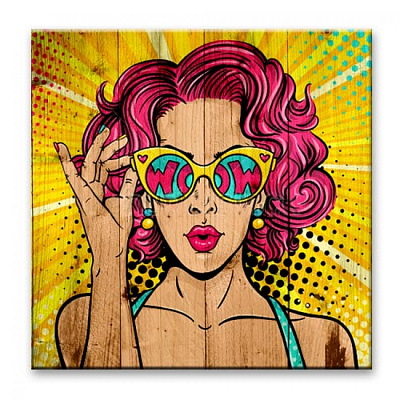 Картины Pop-art - 08 Девушка в очках, Pop-art, Creative Wood