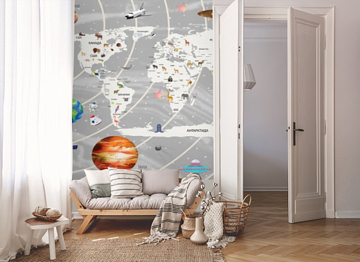 Фотообои в интерьере артикул AG-CM-020, Childish map, Design Studio 3D